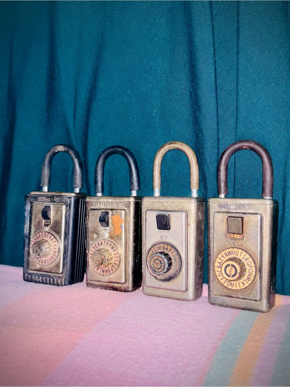Vtg 1960s Set of (4) Misc SUPRA-C Heavy Duty Combination Lock Boxes